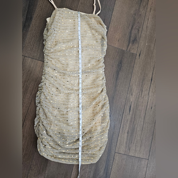 Superdown Sparkling Gold Mini Dress - Picture 6 of 9